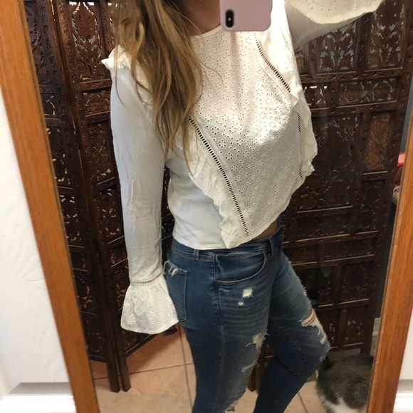 Jack by BB Dakota White Eyelet Ruffle Crop Top - Picture 2 of 5